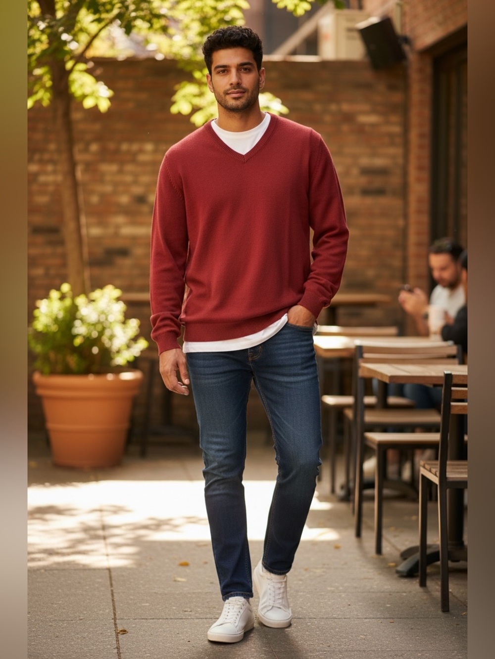 APT 9 Merino Wool Blend V-neck Sweater
